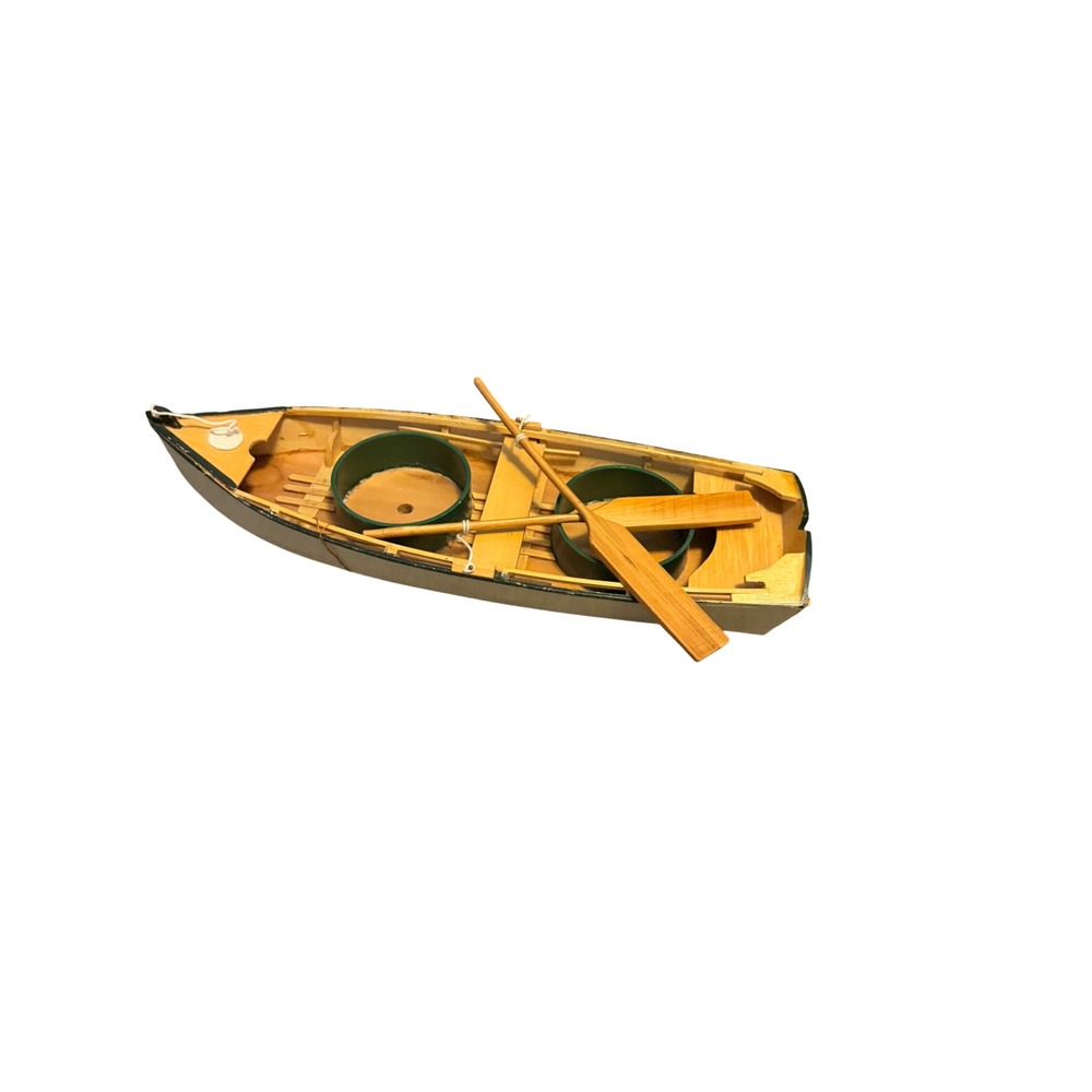 Springfield Wood-Ridge NJ Vintage Wooden Rowboat Model Decor with Oars 15.5 Inch